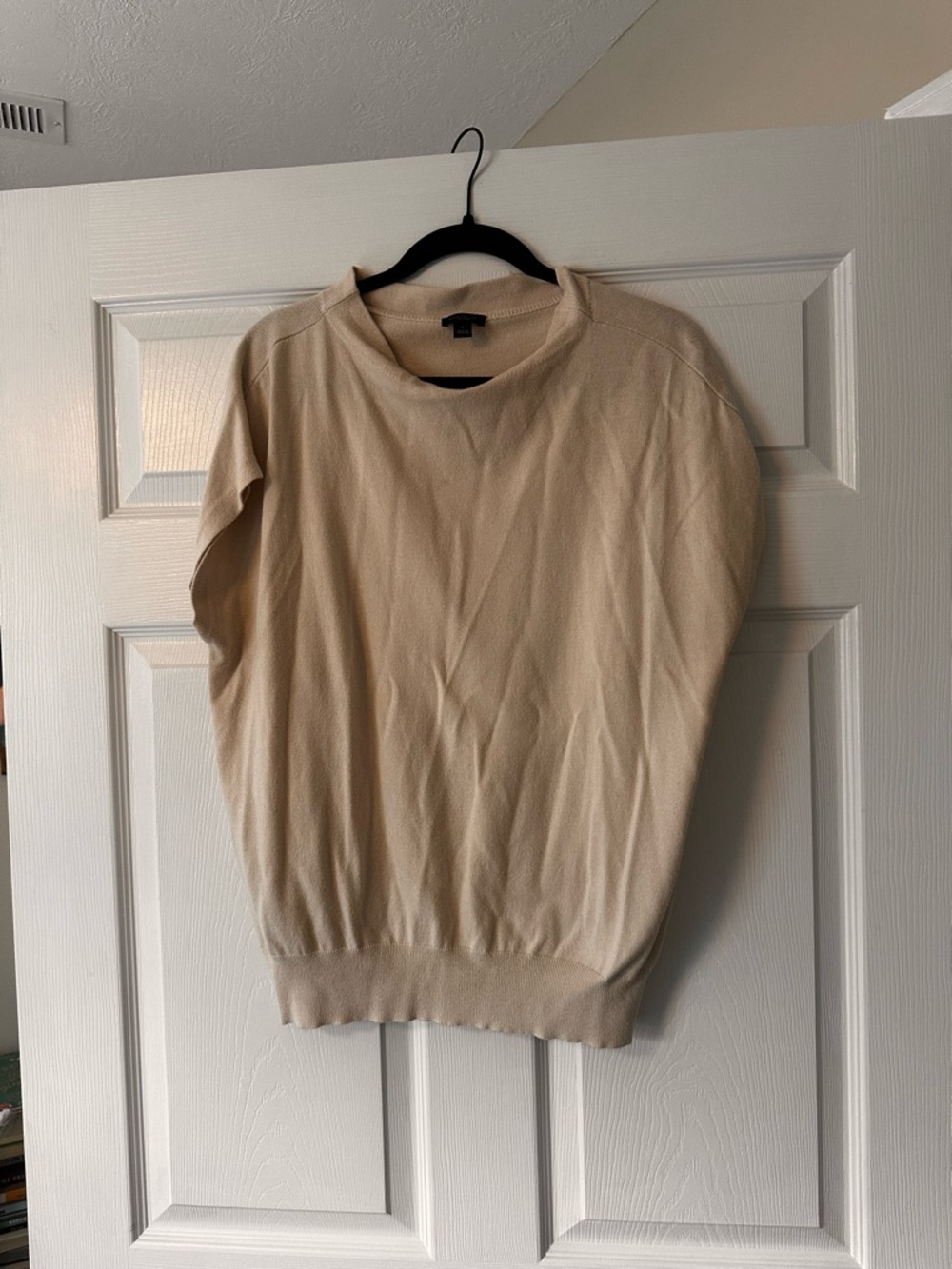 Ann Taylor Short-Sleeve Sweater in Beige